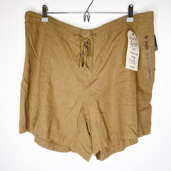 SUPPLIES BY UNIONBAY Sybil Linen Blend Solid Short - Picture 2 of 12